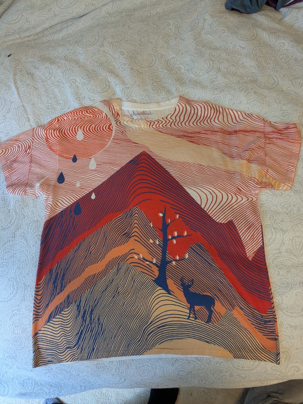 Threadless Red Orange Blue Mountain Graphic Tee